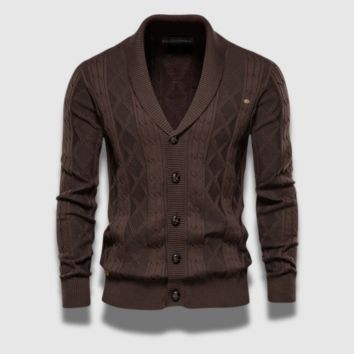 Cardigan Uomo in Maglia Motivo Geometrico Regular Fit