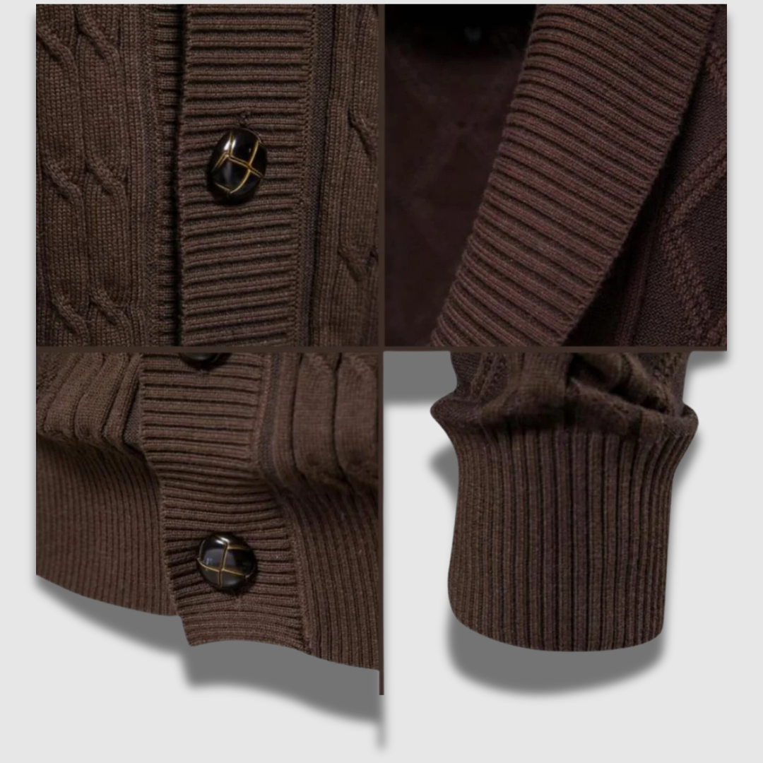 Cardigan Uomo in Maglia Motivo Geometrico Regular Fit