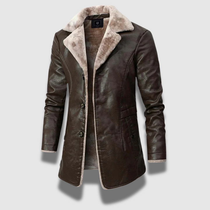Giacca Uomo in Pelle PU con Colletto Classico