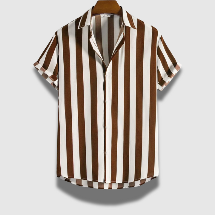 Camicia Uomo Classica Leggera Maniche Corte Rigata