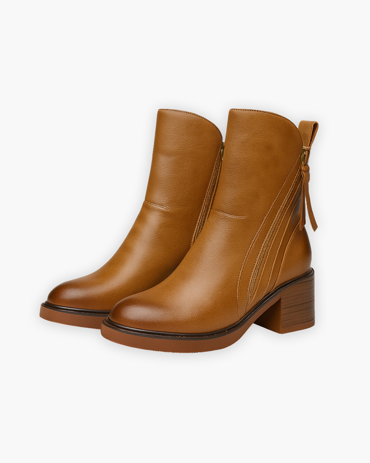 Blockabsatz Stiefeletten mit seitlichem Reißverschluss