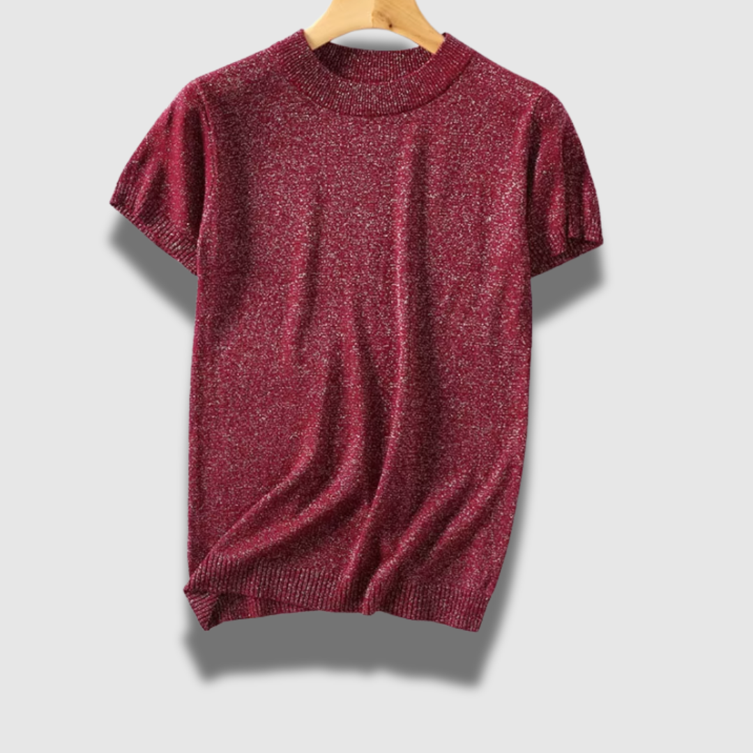 Maglione Donna Leggero Manica Corta Tessuto Lucido