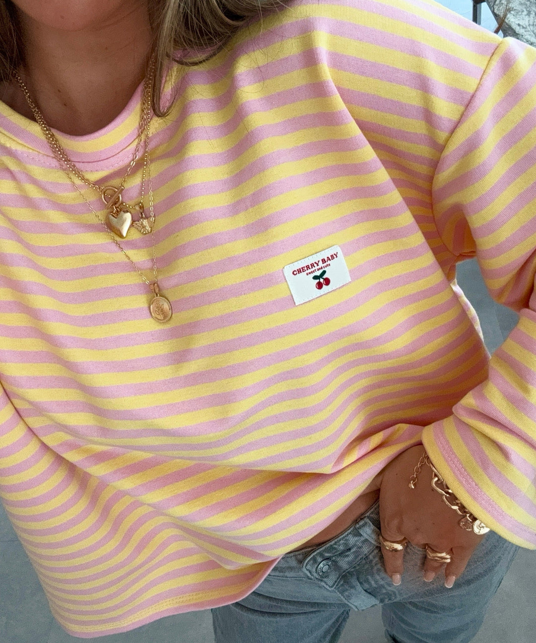 Langarmshirt Mixa Streifen Gelb Ladypolitan ♡