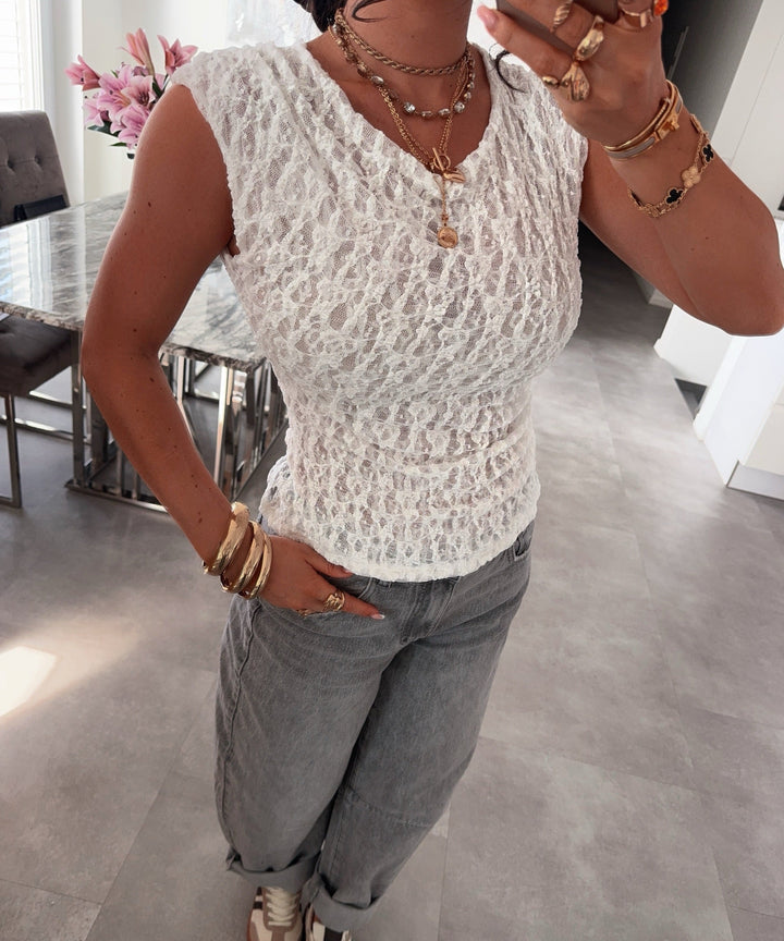 Spitzen Oberteil Carla Weiß Ladypolitan ♡