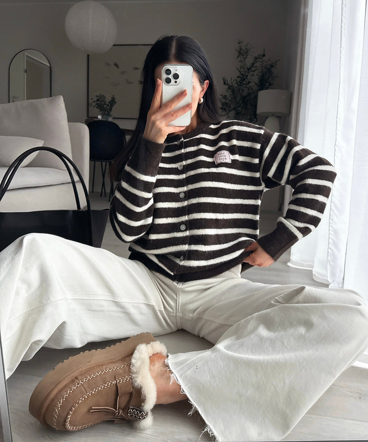 Cardigan Self Love Streifen Braun Ladypolitan ♡