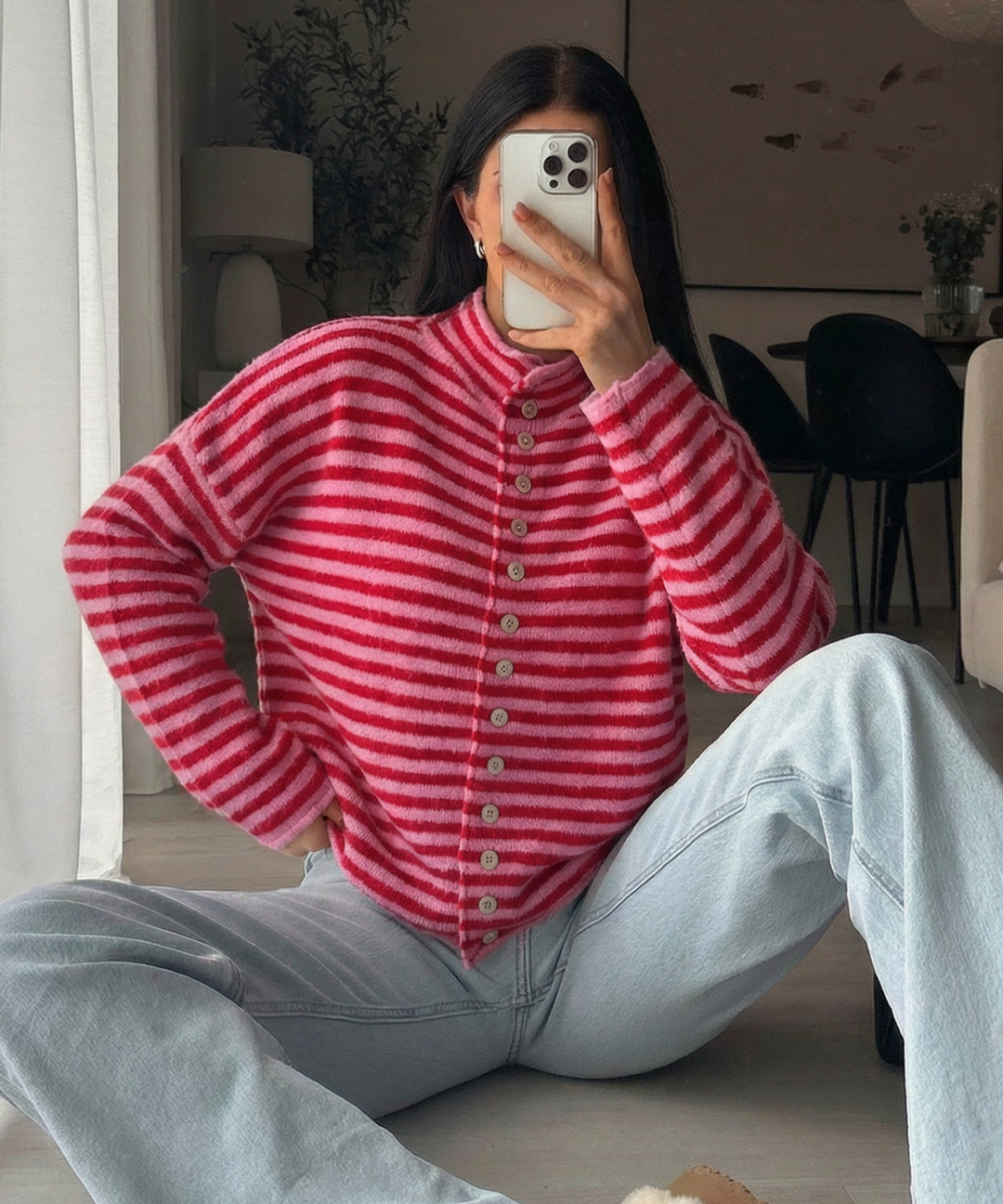 Cardigan Felicia Streifen Rot Pink Ladypolitan ♡