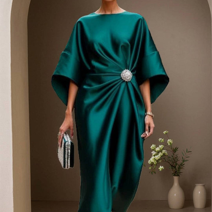 Damen Maxikleid Satin | Lange Ärmel