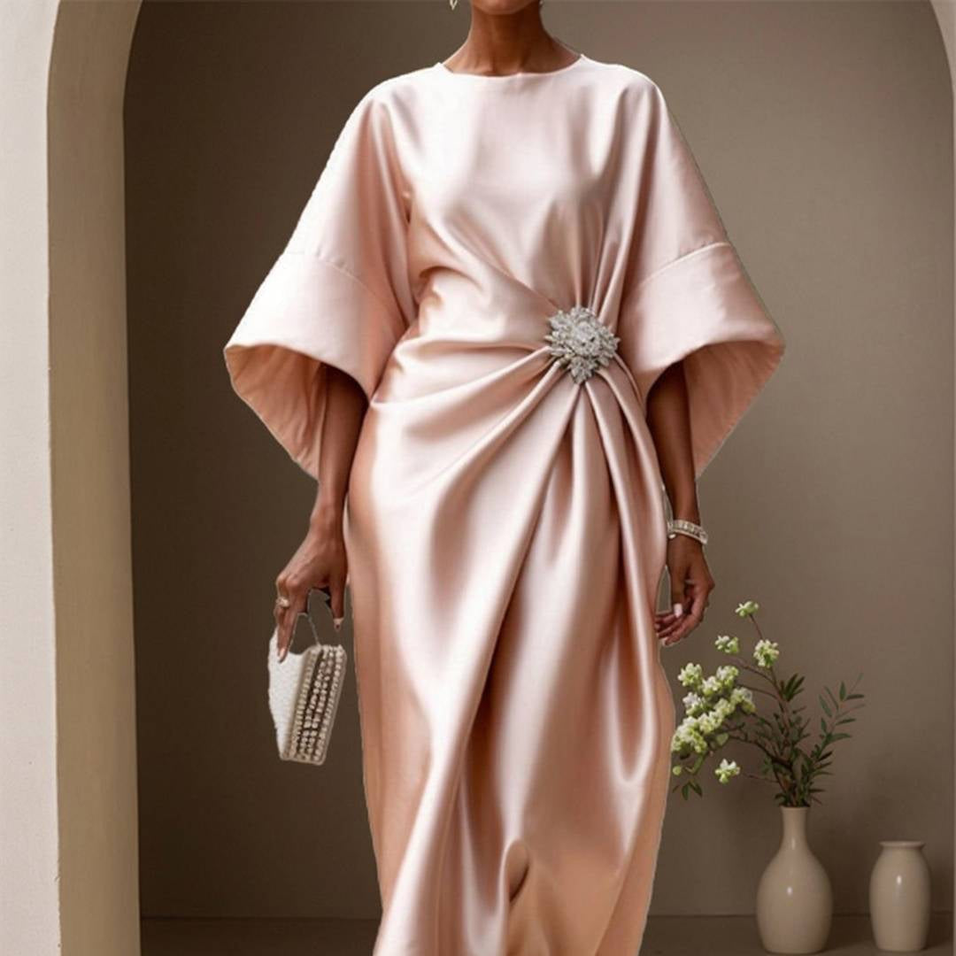 Damen Maxikleid Satin | Lange Ärmel