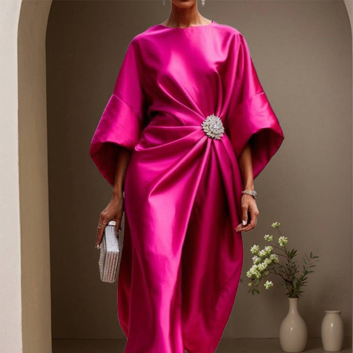 Damen Maxikleid Satin | Lange Ärmel