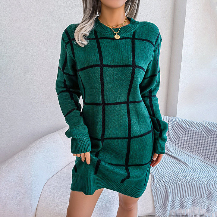 Calliope - Locker Gestricktes Kleid mit Karomuster