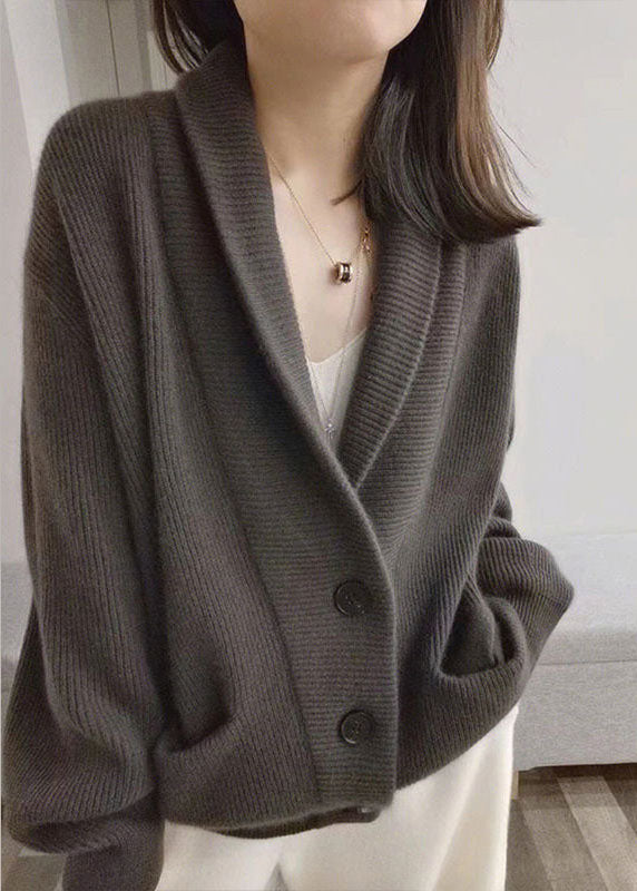 Callista - Graue grob gestrickte Oversize-Strickjacke