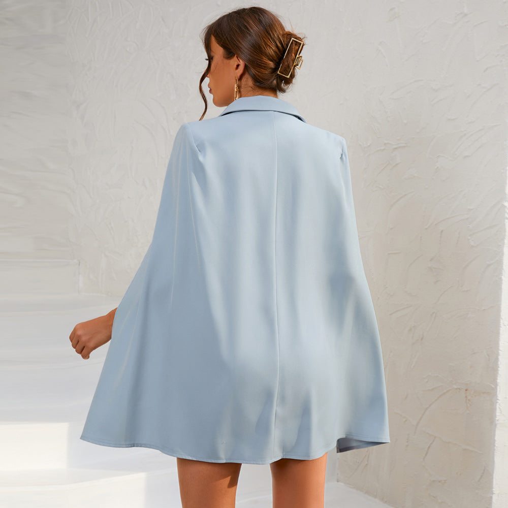 Ursula | Damen Cape-Blazer-Minikleid mit Goldknöpfen