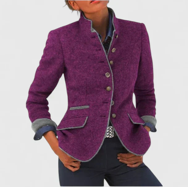 Cardigan Damen mit Stehkragen und Knopfleiste