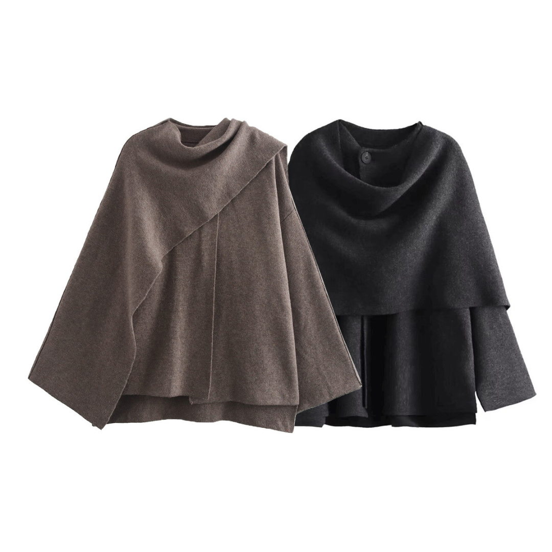 Elena | Eleganter Cape-Mantel mit asymmetrischem Design