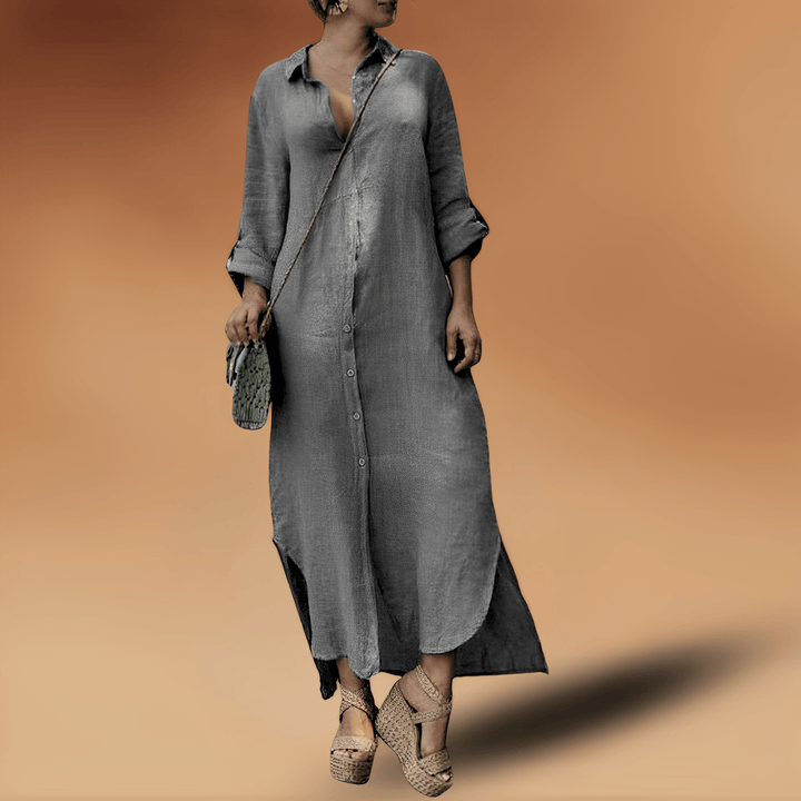 Damen Leinenkleid lang