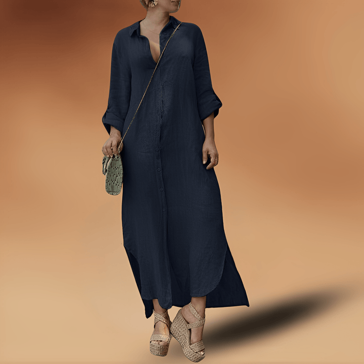 Damen Leinenkleid lang