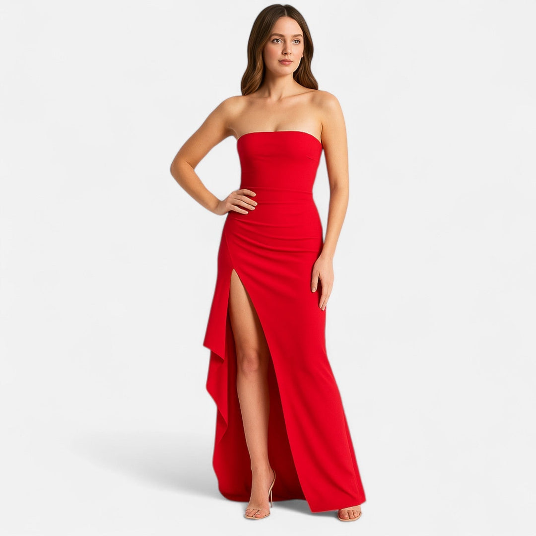 Strapless-Abendkleid für Damen mit Schlitz