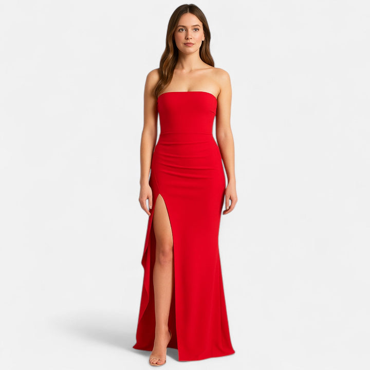 Strapless-Abendkleid für Damen mit Schlitz