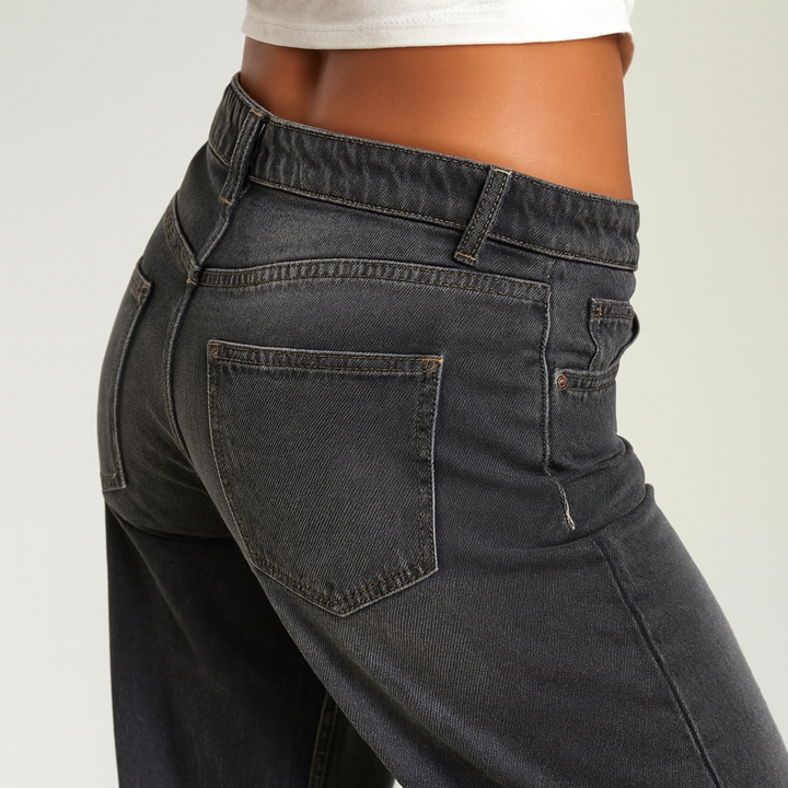 Damen jeans mittelhoher Bund weites Bein