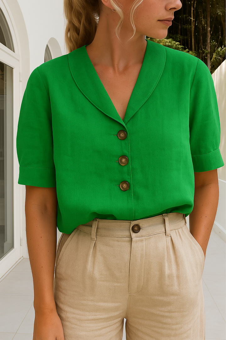 Lena – Trendy Cotton and Linen T-shirt for Women - Image 2