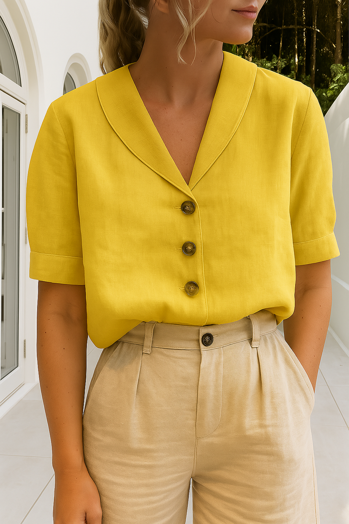 Lena – Trendy Cotton and Linen T-shirt for Women - Image 4