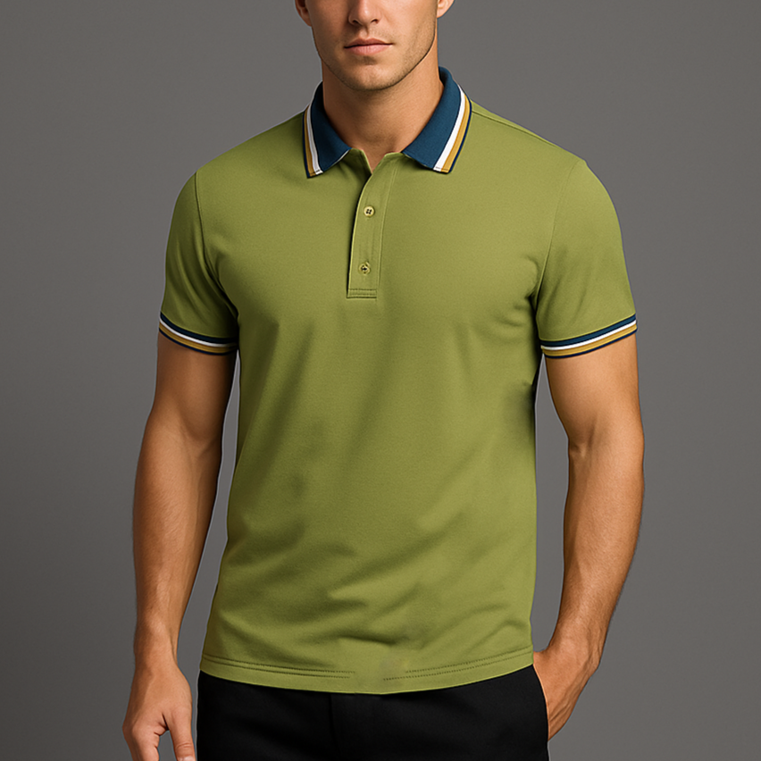 Poloshirt Herren Kurzarm mit Kontrastkragen