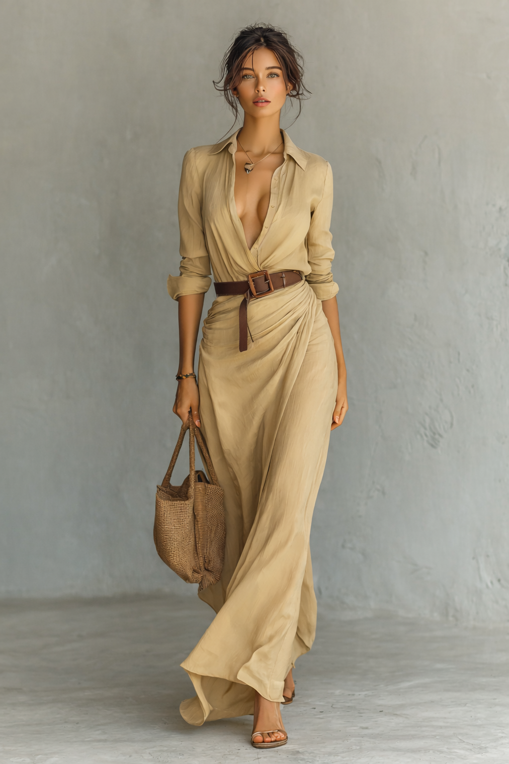 Marika – Fließendes Damen-Maxikleid mit Wickeldetail