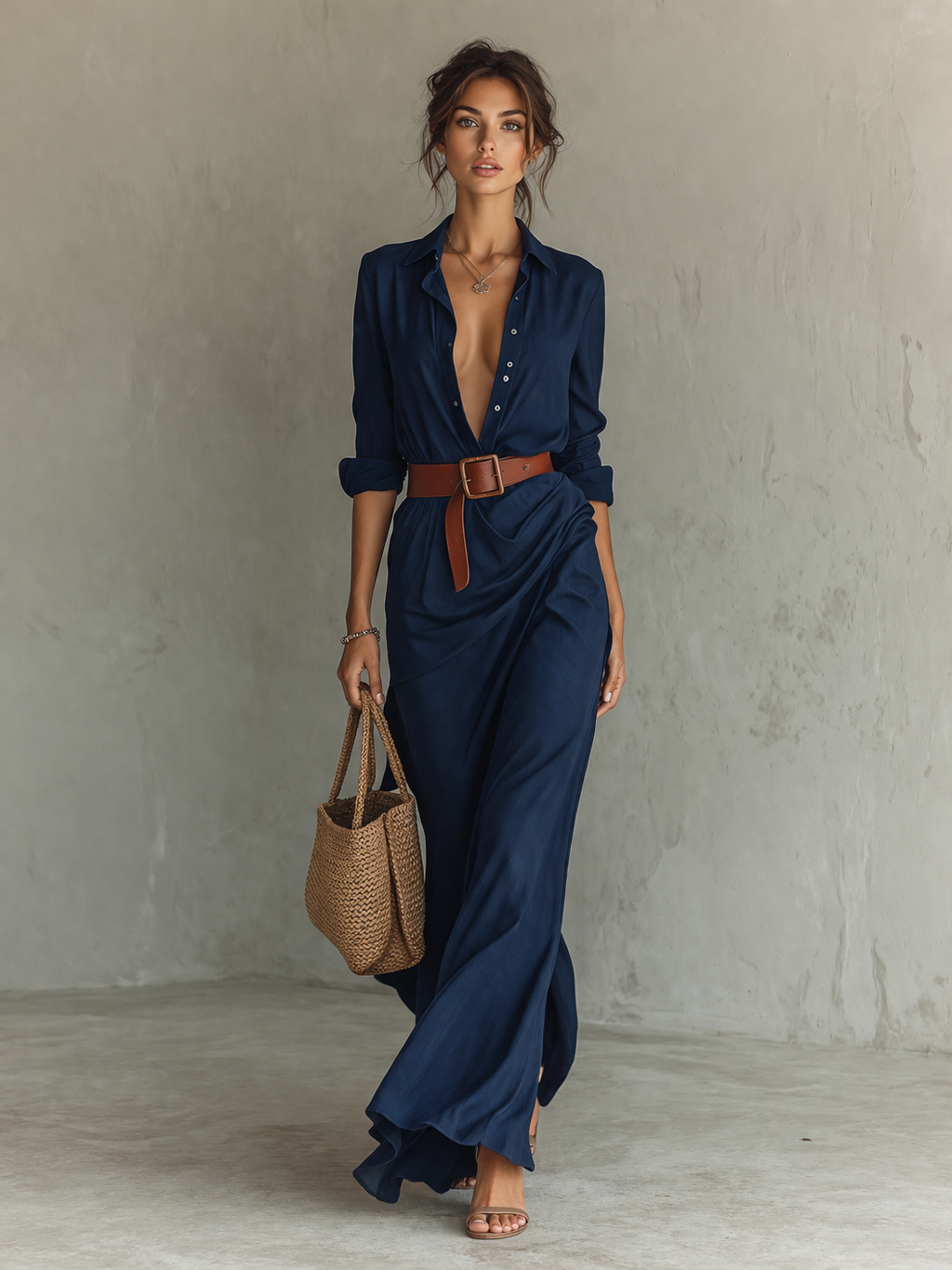 Marika – Fließendes Damen-Maxikleid mit Wickeldetail