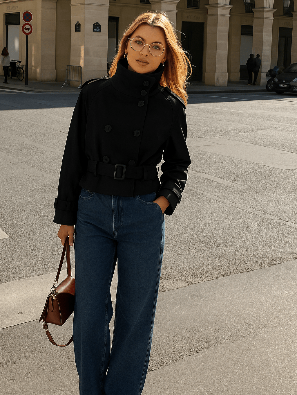 Kerstin | Damen Kurzer Winter-Trenchcoat mit Gürtel
