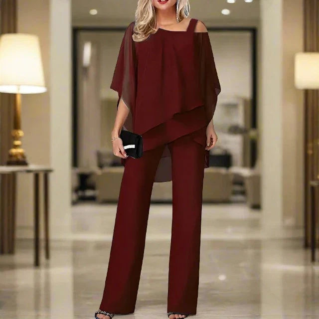 Chiffon set Damen | Elegantes Set mit Asymmetrie & Bewegungsfreiheit