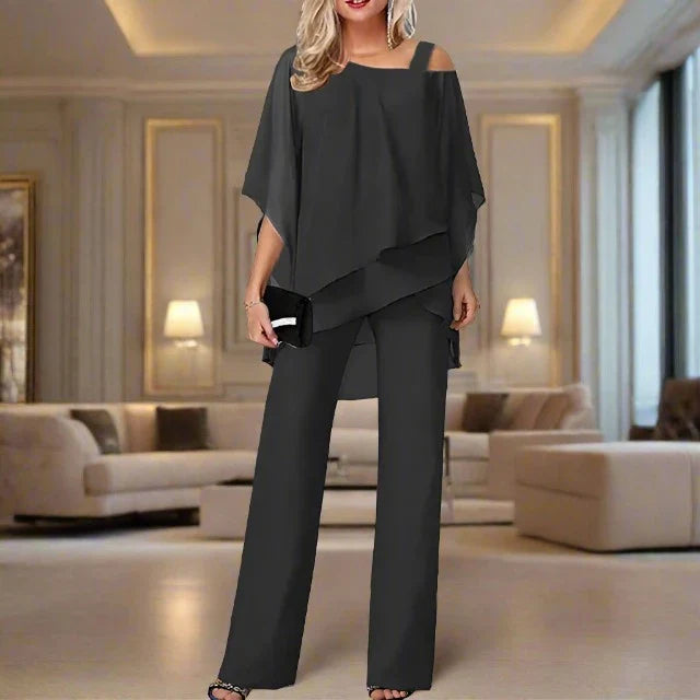 Chiffon set Damen | Elegantes Set mit Asymmetrie & Bewegungsfreiheit