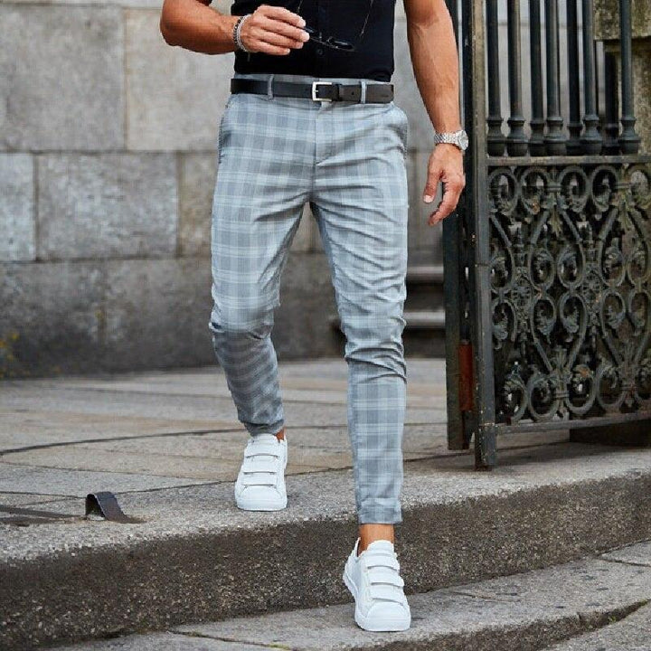 Chinohose Herren | Kariertes Design & schlanke Silhouette