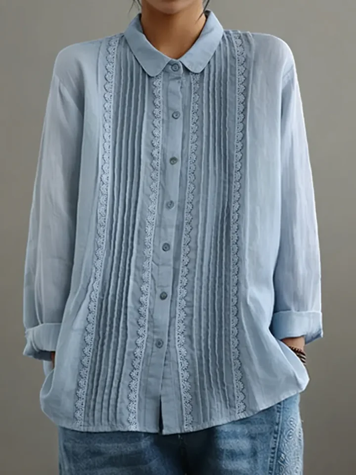 Clara | Elegante Plissierte Weiße Bluse Damen mit Spitzenbesatz für Festliche Anlässe 2