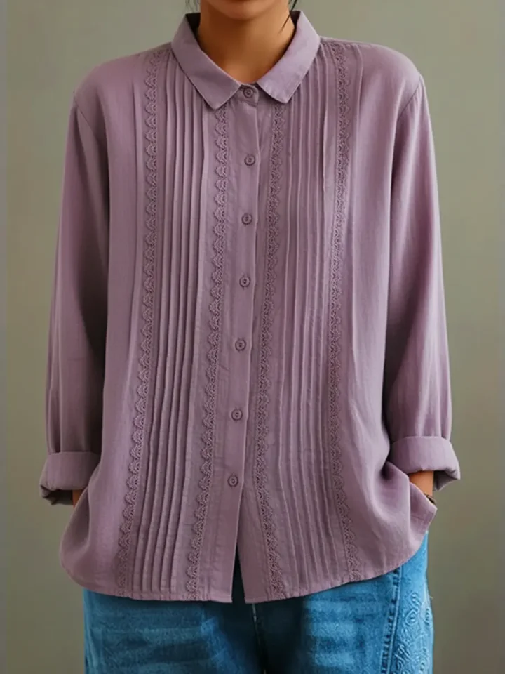 Clara | Elegante Plissierte Weiße Bluse Damen mit Spitzenbesatz für Festliche Anlässe 4