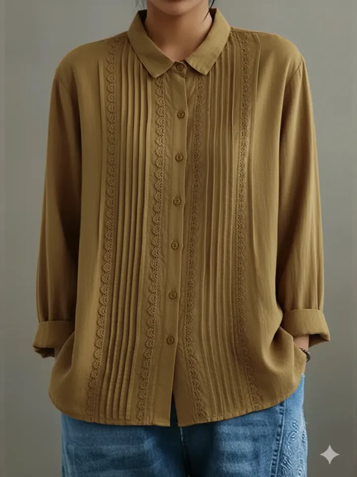 Clara | Elegante Plissierte Weiße Bluse Damen mit Spitzenbesatz für Festliche Anlässe 5