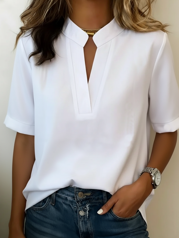 Lara | Elegante Kurzarmbluse mit V-Ausschnitt