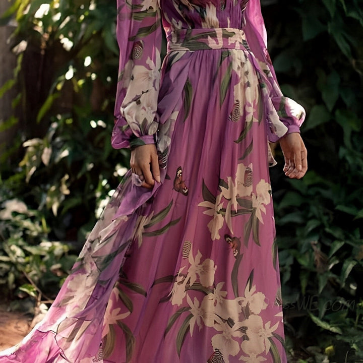Emma – Elegant floral maxi dress with V-neck for Women - Image 4