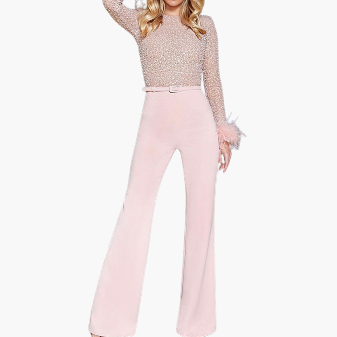 Jumpsuit für Damen mit Pailletten-Top – eleganter Freizeitanzug