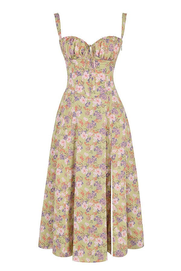 Lydia | Damen Korsett-Midikleid mit fließendem Rock