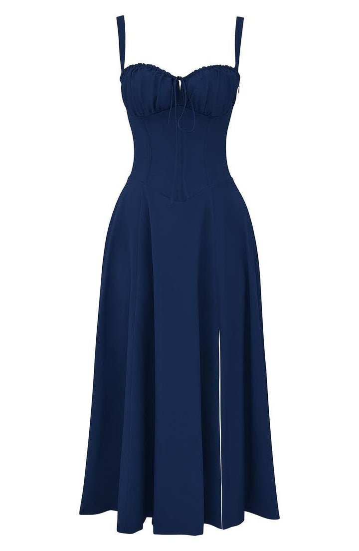 Lydia | Damen Korsett-Midikleid mit fließendem Rock