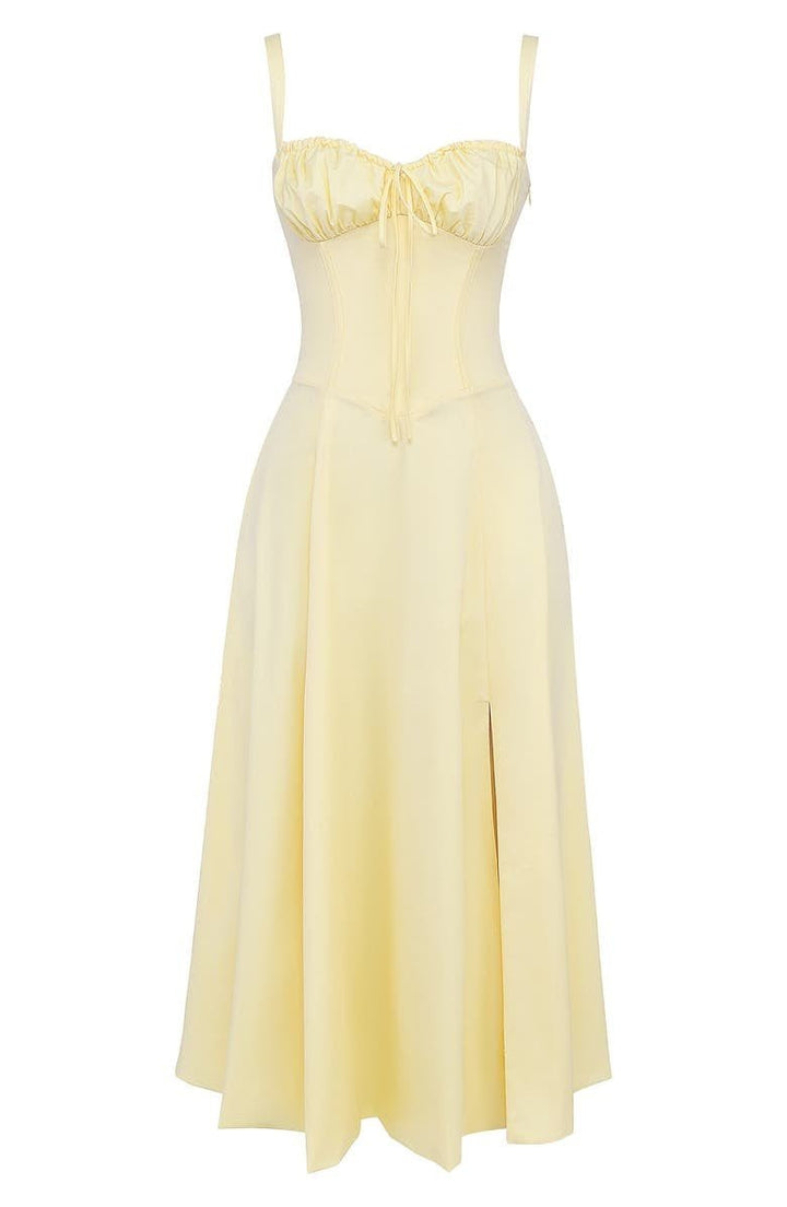 Lydia | Damen Korsett-Midikleid mit fließendem Rock
