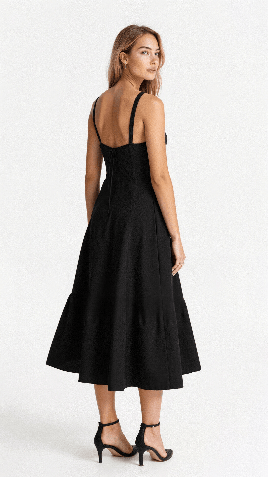 Lydia | Damen Korsett-Midikleid mit fließendem Rock