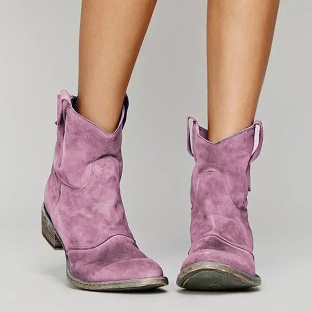 Cowboy Stiefeletten Damen Wildlederoptik