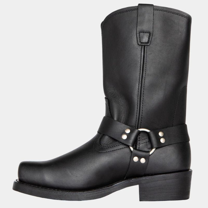 Cowboystiefel mit Riemen und Blockabsatz