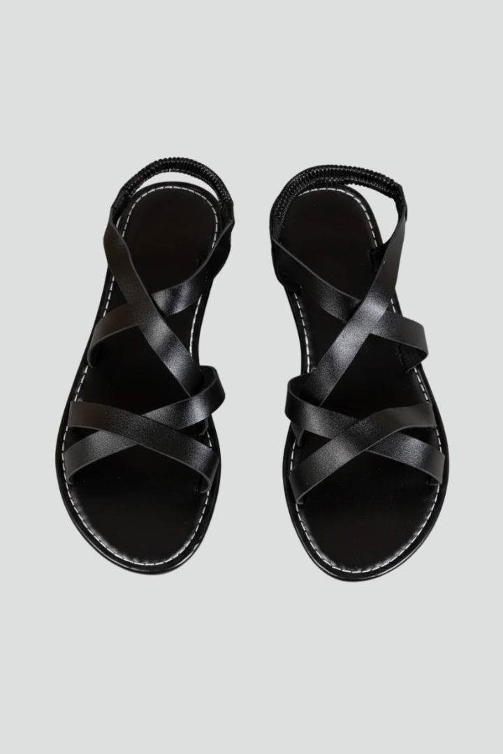 Jessica | Damen flache Sandalen mit gekreuzten Riemen