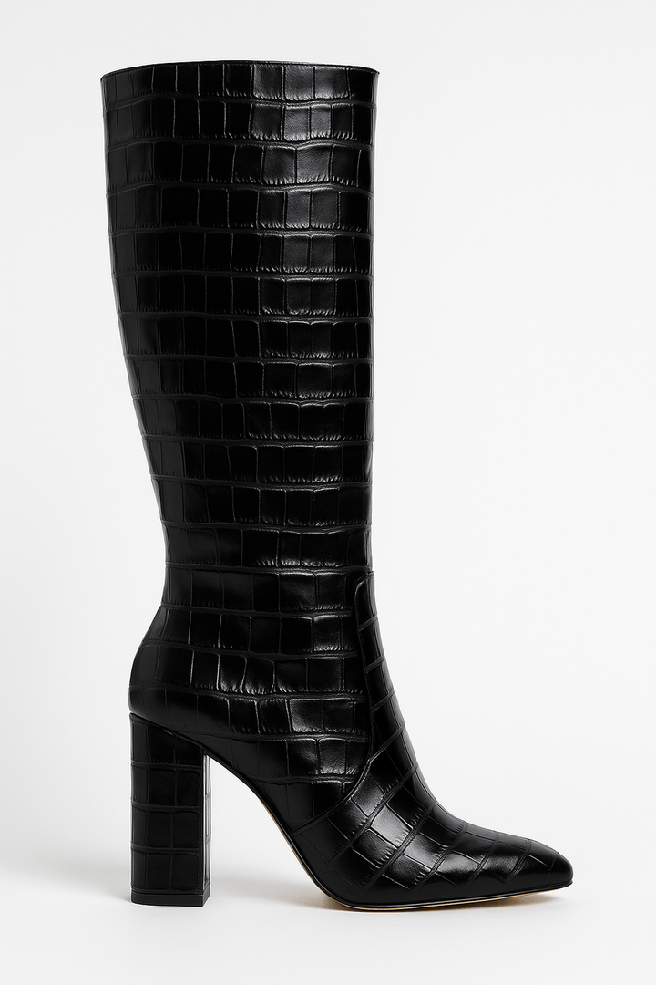 Franziska | Damen Stiefel mit Kroko-Muster und quadratischem Absatz
