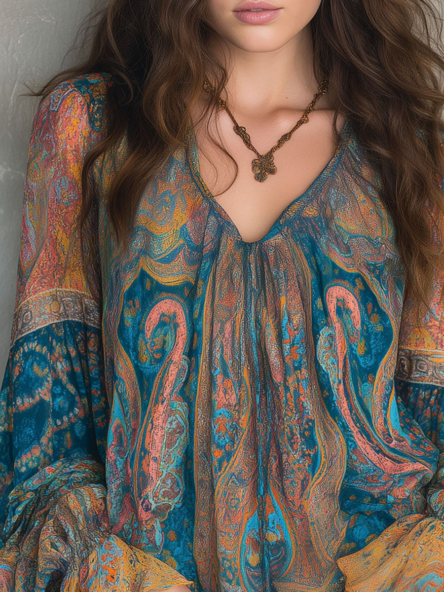 Cyrano | Elegante Chiffonbluse mit Rüschen und Paisley-Muster 6