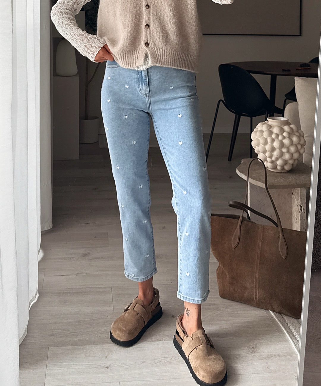 Stretch Mom Jeans Malou Herzen Hellblau