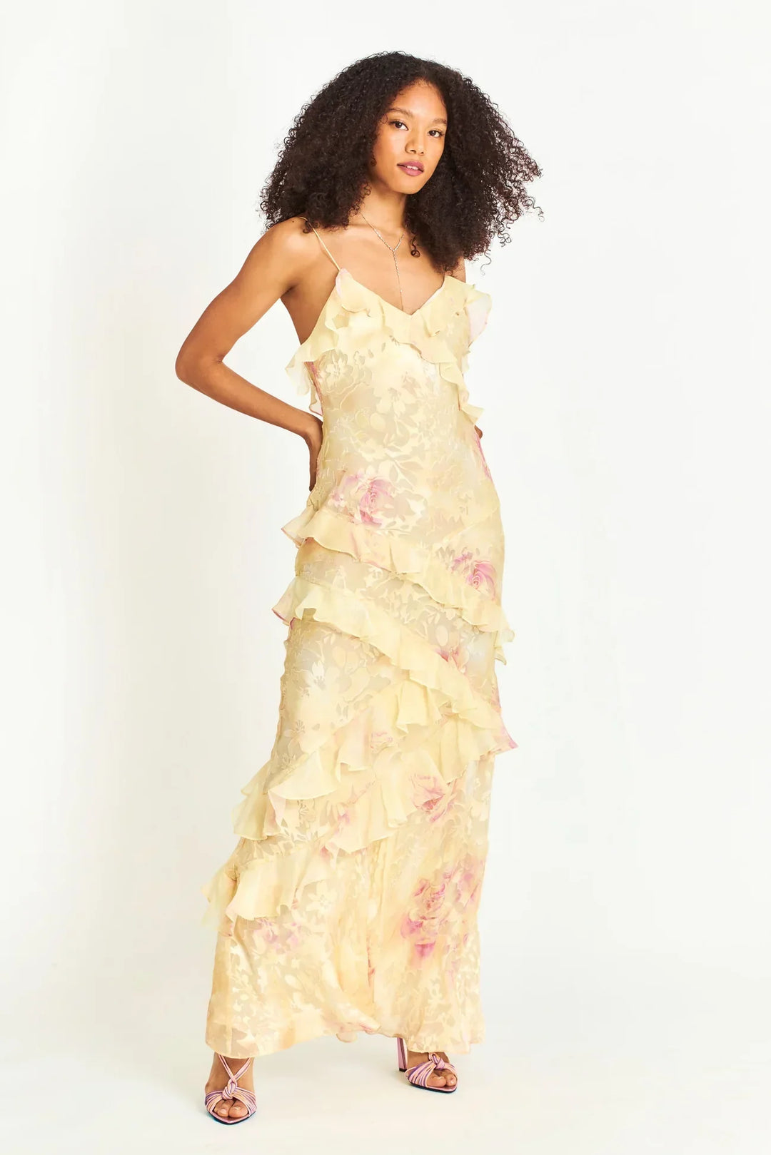 Sommerkleid Damen mit Rüschen Blumenmuster