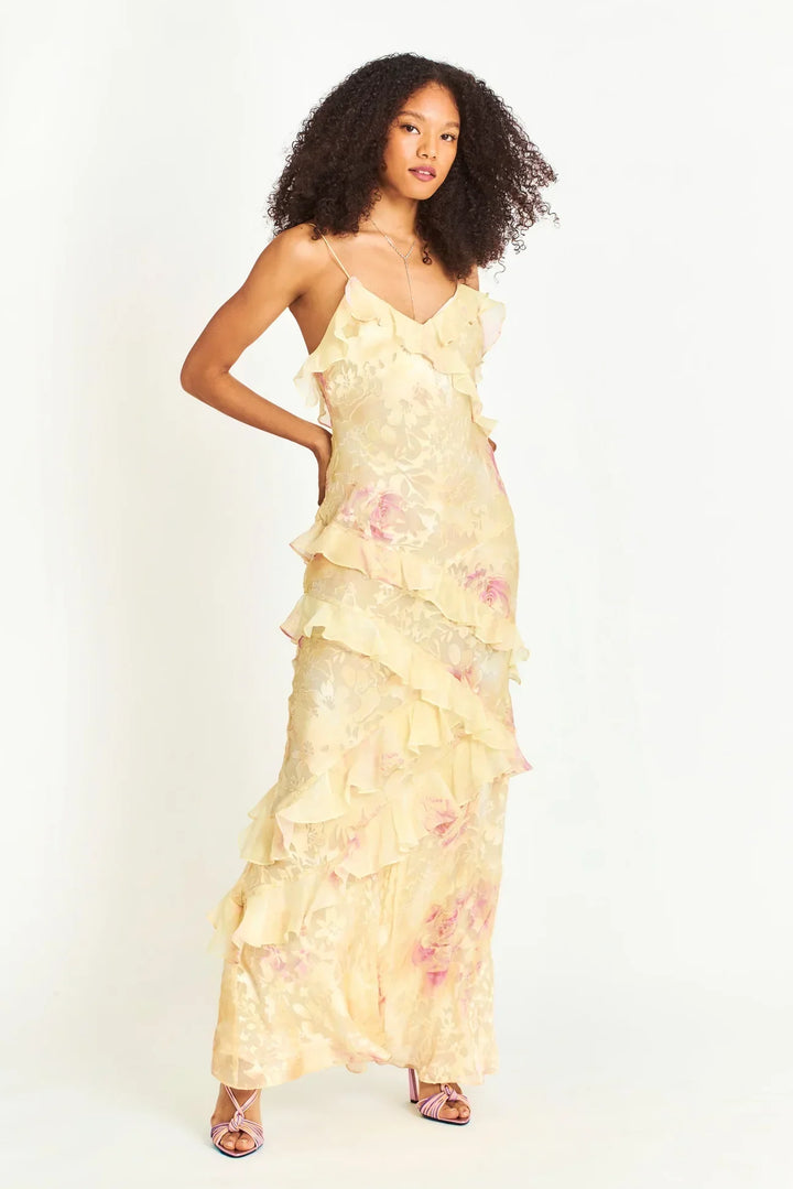 Sommerkleid Damen mit Rüschen Blumenmuster